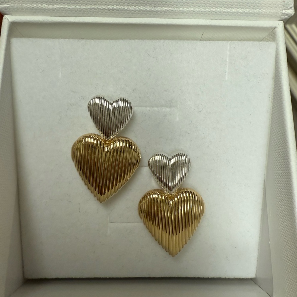 Mejuri Gold and Silver Heart Earrings